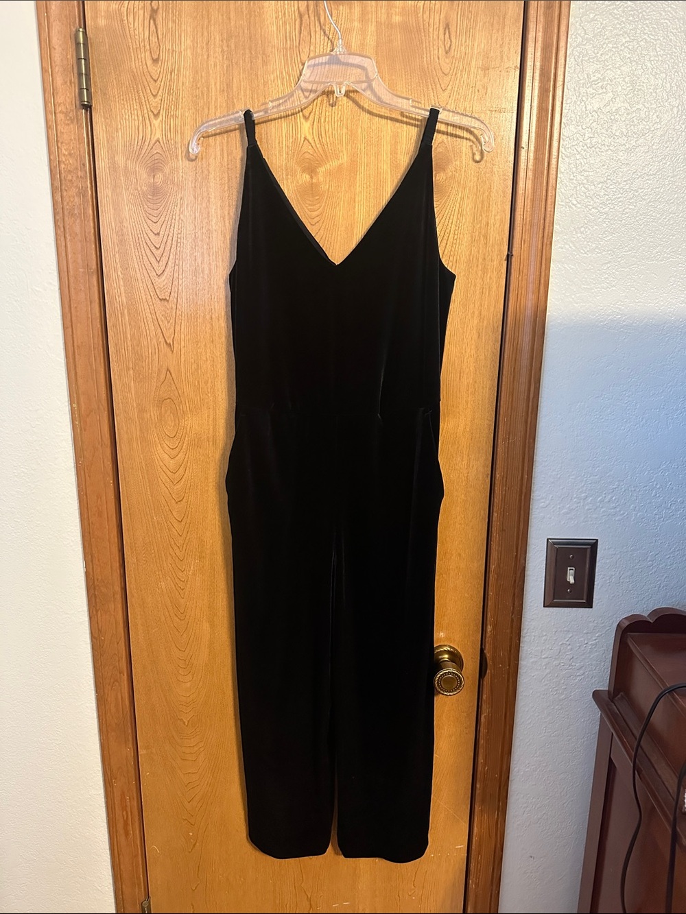 Banana Republic Black Velvet V-Neck Jumpsuit